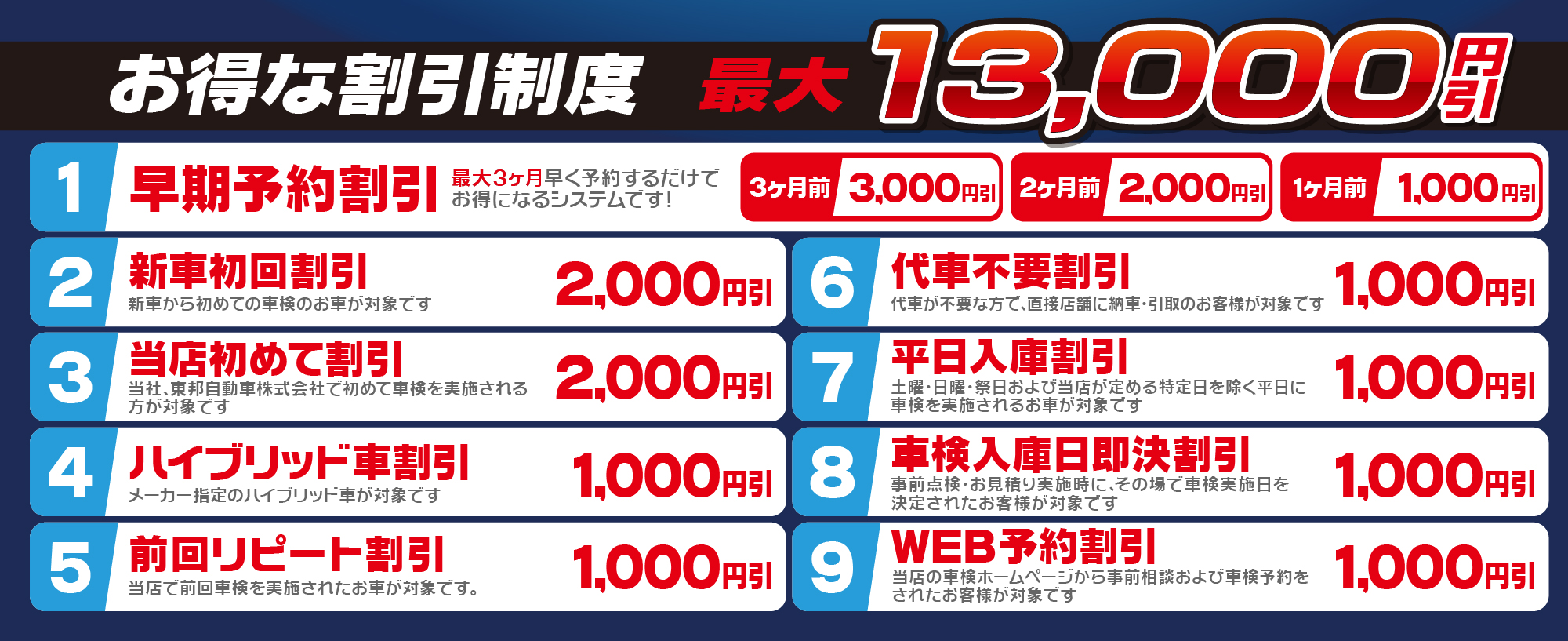 9種類の割引!